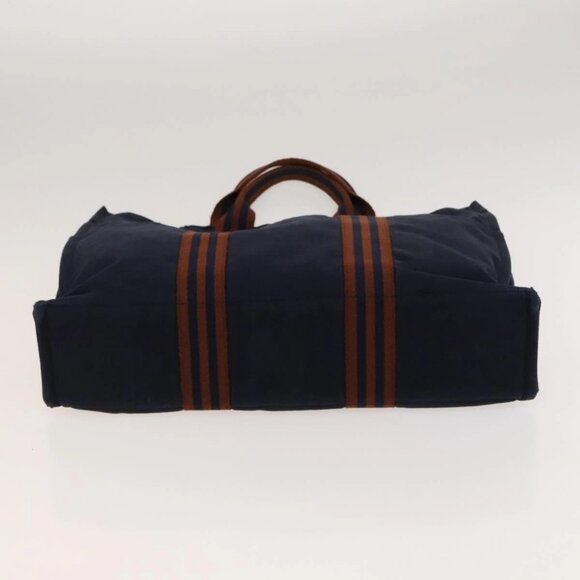 HERMES Fourre Tout MM Hand Bag Canvas 2Set Gray Navy Auth ti3040 - Picture 13 of 16